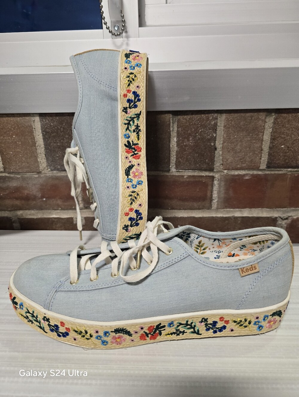 Keds x Rifle Paper Co Floral Embroidered Sneakers Blue Women’s * Sz 9